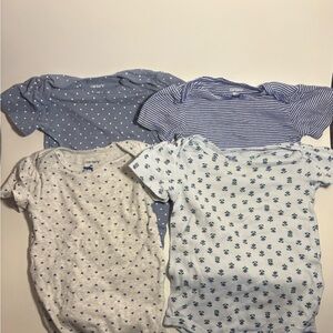 Bundle Carter's Gray and Navy Heart, Floral and Stripped Print Baby Bodysuit